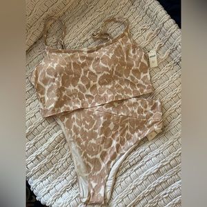 Aerie Soft Muslin Leopard Long Line Bikini
